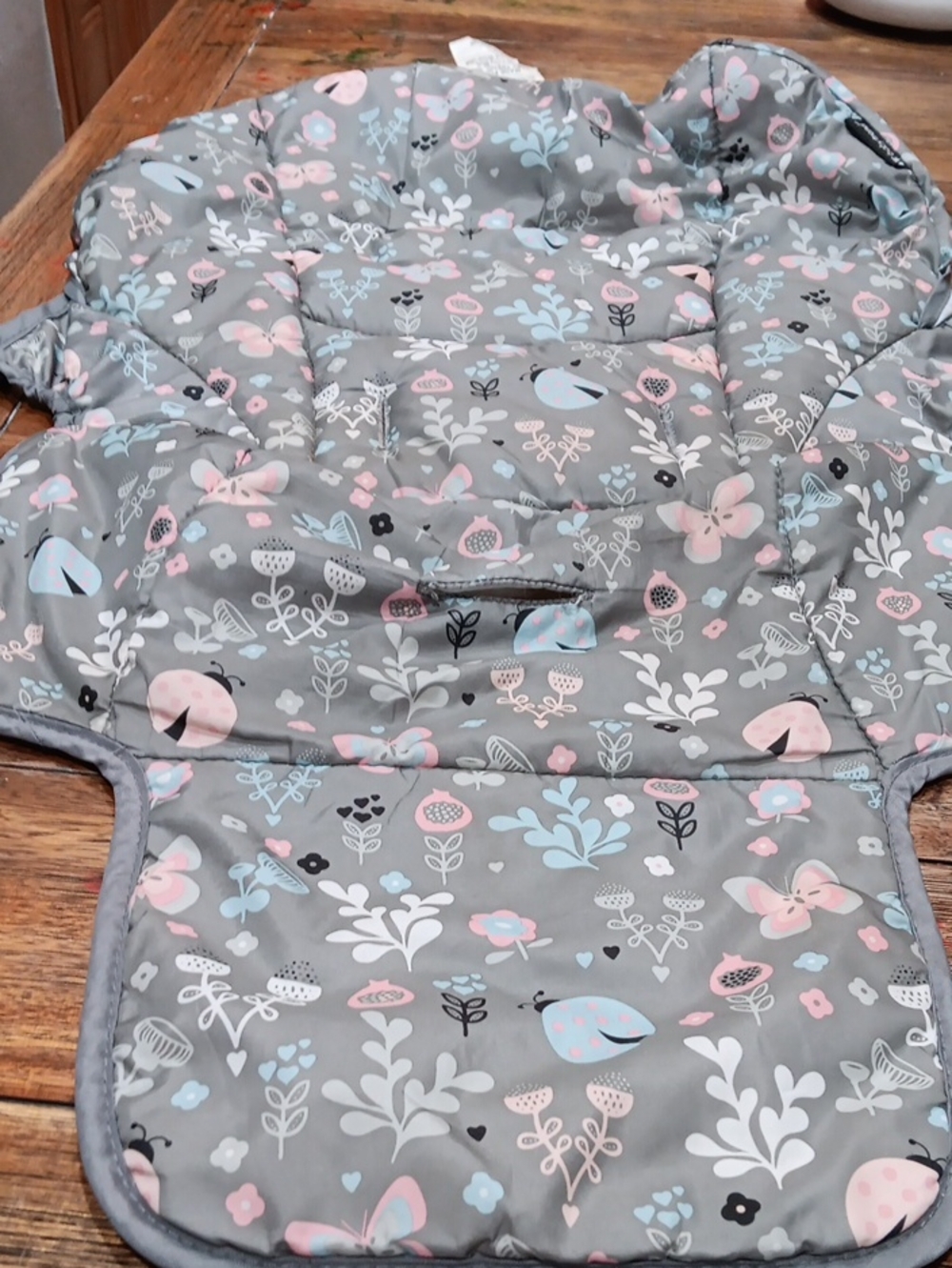 Baby Trend Kids Floral Grey Padded High Chair Insert - Pink & Blue Accents